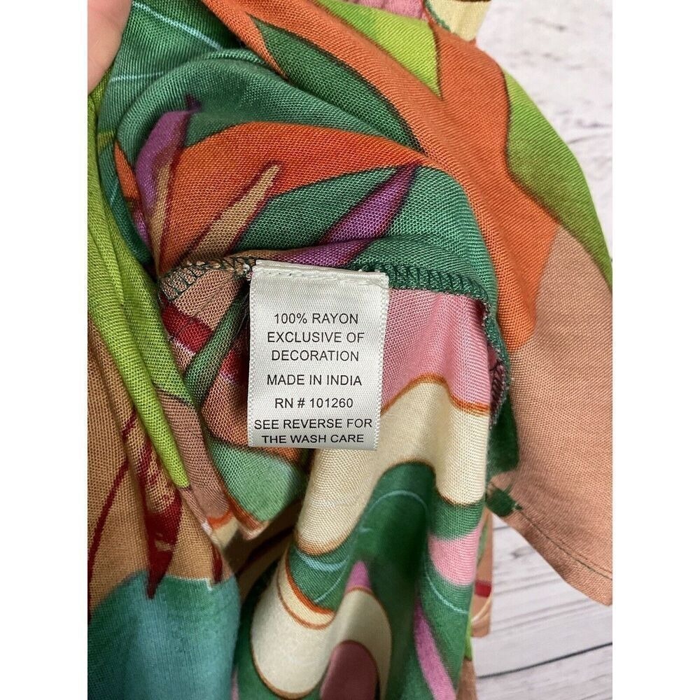 True Destination V Neck Dress Multicolor Tropical Leaf Print Sleeveless Casual S - Picture 3 of 11